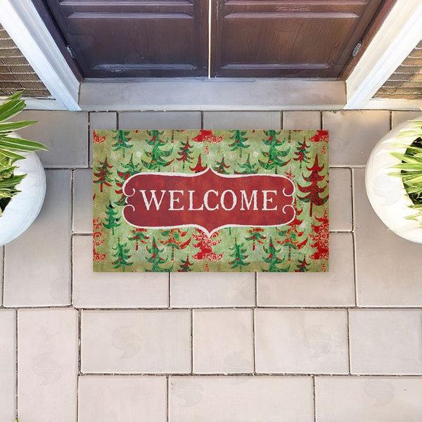Stupell Industries Tim Coffey | Antique Welcome Whimsical Trees Non-Woven Door Mat