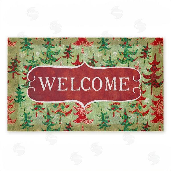 stupell industries Tim Coffey | Antique Welcome Whimsical Trees Non-Woven Door Mat