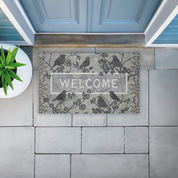 Stupell Industries Tim Coffey | Black Birds Welcome Non-Woven Door Mat