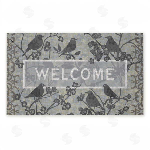 stupell industries Tim Coffey | Black Birds Welcome Non-Woven Door Mat