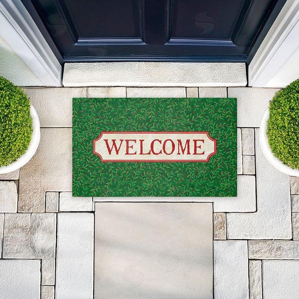 Stupell Industries Tim Coffey | Curled Ivy Vines Welcome Non-Woven Door Mat