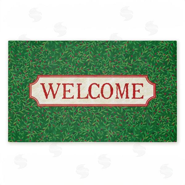 stupell industries Tim Coffey | Curled Ivy Vines Welcome Non-Woven Door Mat