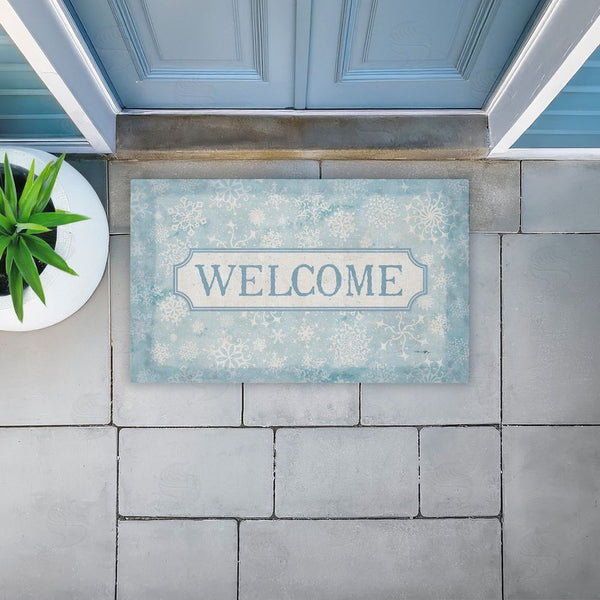Stupell Industries Tim Coffey | Gentle Snowflakes Welcome Non-Woven Door Mat