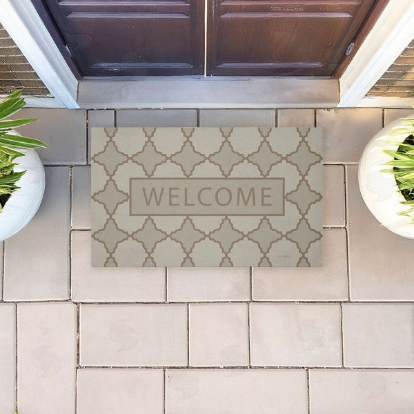 Stupell Industries Tim Coffey | Geometric Mod Welcome Non-Woven Door Mat