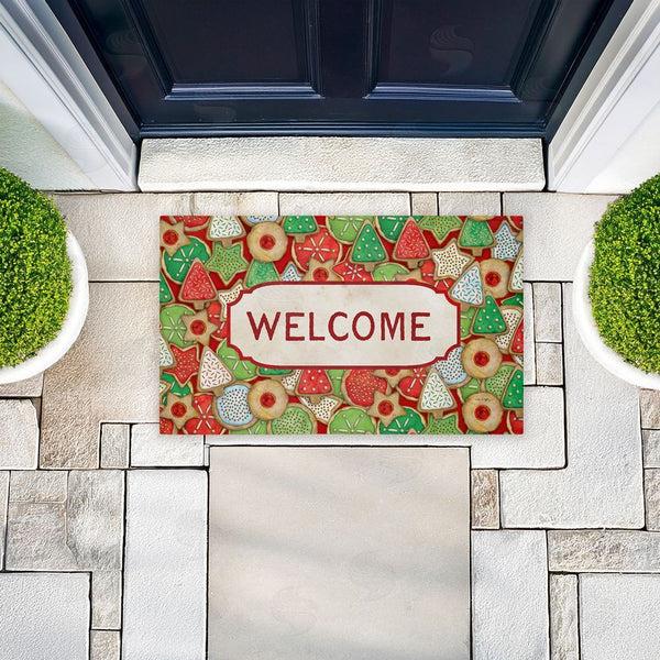 Stupell Industries Tim Coffey | Holiday Cookies Welcome Non-Woven Door Mat