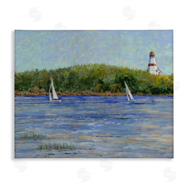 stupell industries Tim Coffey | Lighthouse and Sailboats Seascape