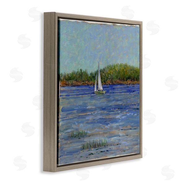 Stupell Industries Tim Coffey | Lone Sailboat Seascape