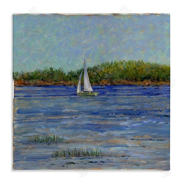 stupell industries Tim Coffey | Lone Sailboat Seascape