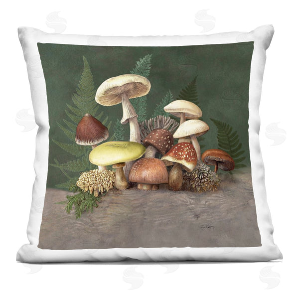 stupell industries Tim Coffey | Mushrooms and Ferns Nature Printed Throw Pillow