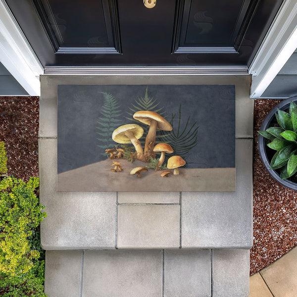 Stupell Industries Tim Coffey | Mushrooms & Ferns On Blue Non-Woven Door Mat