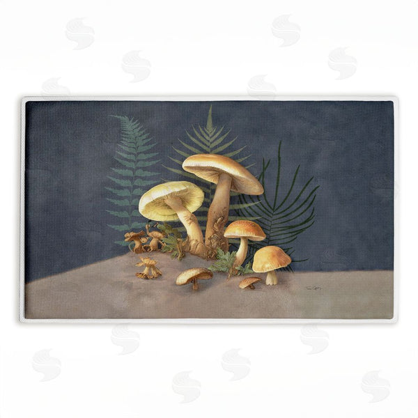 stupell industries Tim Coffey | Mushrooms & Ferns on Blue Plush Bath Mat