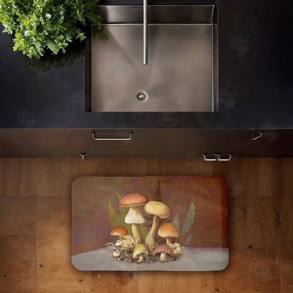 Stupell Industries Tim Coffey | Mushrooms & Ferns On Brown Anti-Fatigue Mat