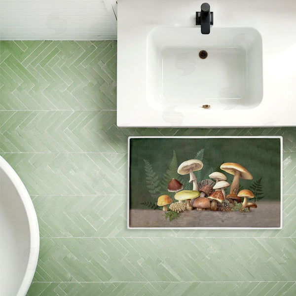 Stupell Industries Tim Coffey | Mushrooms & Ferns On Green Plush Bath Mat