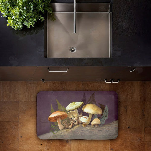 Stupell Industries Tim Coffey | Mushrooms & Ferns On Purple Anti-Fatigue Mat