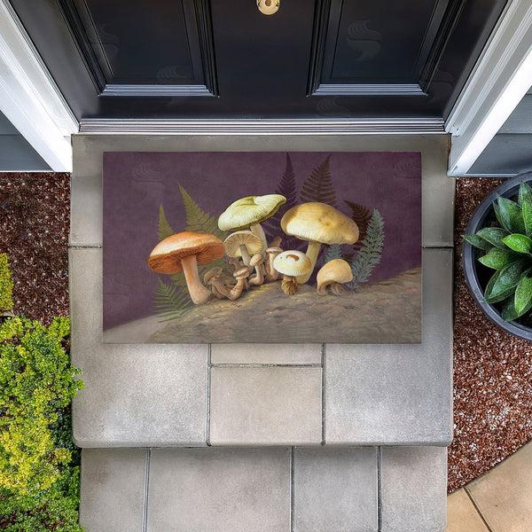 Stupell Industries Tim Coffey | Mushrooms & Ferns On Purple Non-Woven Door Mat