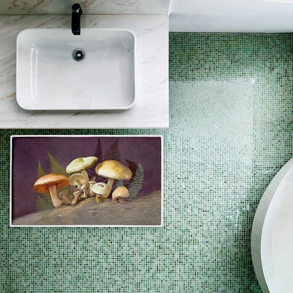 Stupell Industries Tim Coffey | Mushrooms & Ferns On Purple Plush Bath Mat
