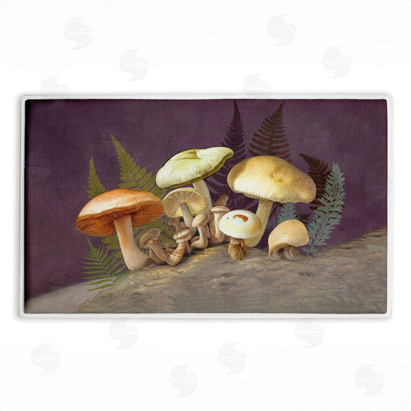 stupell industries Tim Coffey | Mushrooms & Ferns on Purple Plush Bath Mat