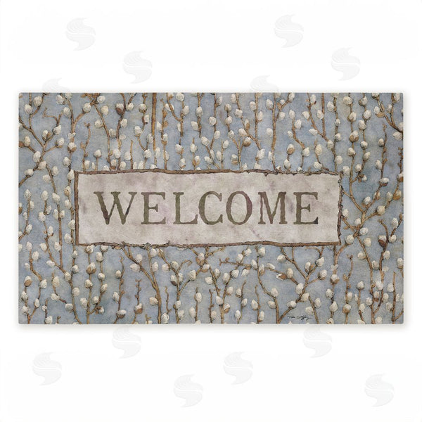 stupell industries Tim Coffey | Pussywillow Welcome Pattern Non-Woven Door Mat