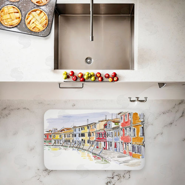 Stupell Industries Tim Coffey | Quaint Coastal Town Buildings Anti-Fatigue Mat