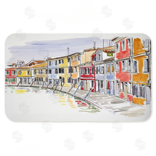 stupell industries Tim Coffey | Quaint Coastal Town Buildings Anti-Fatigue Mat