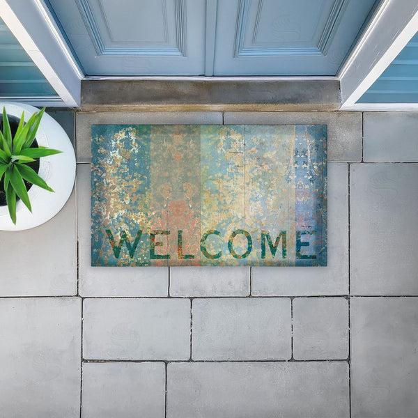 Stupell Industries Tim Coffey | Rustic Stripe Welcome Non-Woven Door Mat