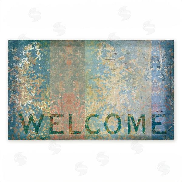 stupell industries Tim Coffey | Rustic Stripe Welcome Non-Woven Door Mat