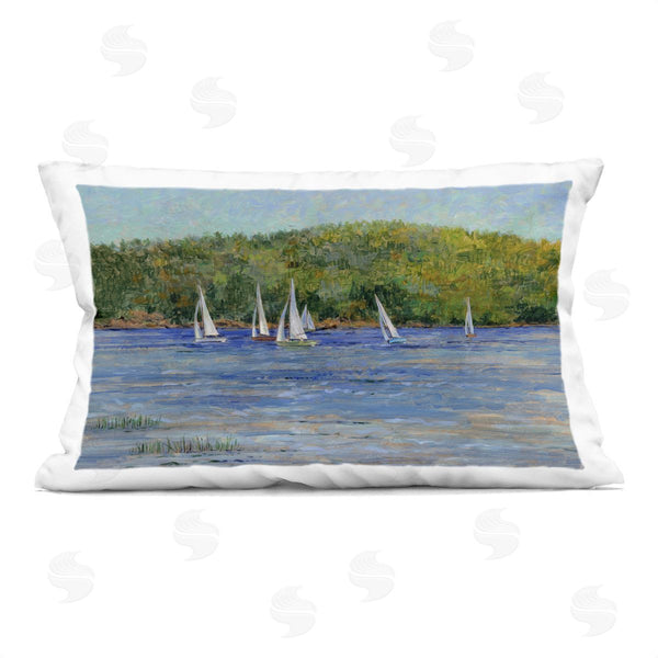 stupell industries Tim Coffey | Sailboat Fleet in Distance Printed Throw Pillow