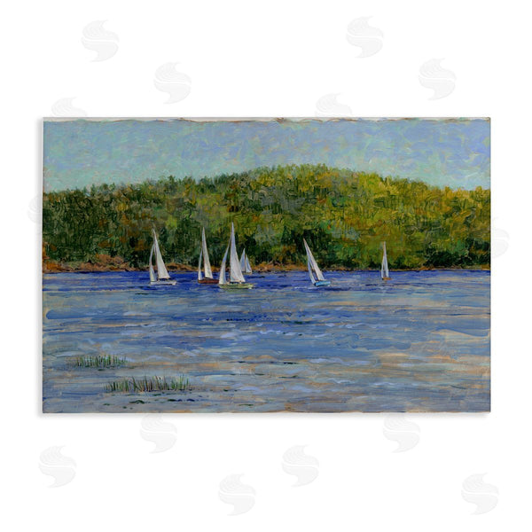 stupell industries Tim Coffey | Sailboat Fleet in Distance