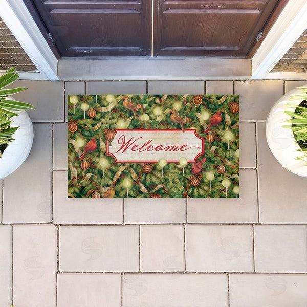 Stupell Industries Tim Coffey | Seasonal Cardinals Welcome Non-Woven Door Mat