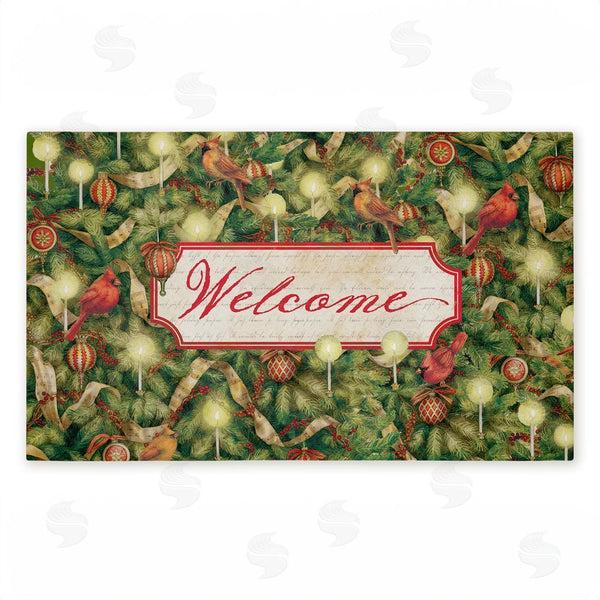 stupell industries Tim Coffey | Seasonal Cardinals Welcome Non-Woven Door Mat