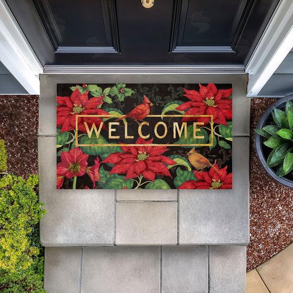 Stupell Industries Tim Coffey | Seasonal Poinsettia Welcome Non-Woven Door Mat