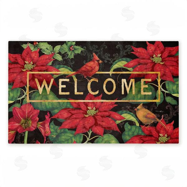 stupell industries Tim Coffey | Seasonal Poinsettia Welcome Non-Woven Door Mat