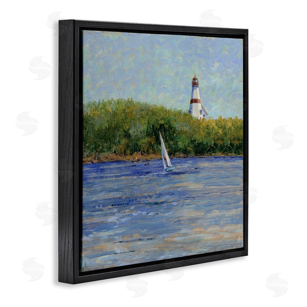 Stupell Industries Tim Coffey | Single Sailboat & Lighthouse