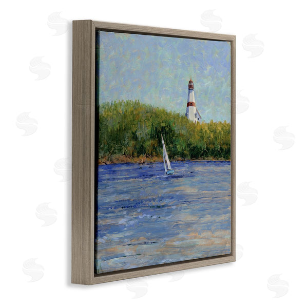 Stupell Industries Tim Coffey | Single Sailboat & Lighthouse