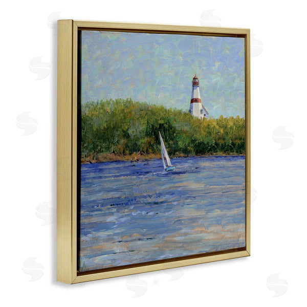 Stupell Industries Tim Coffey | Single Sailboat & Lighthouse