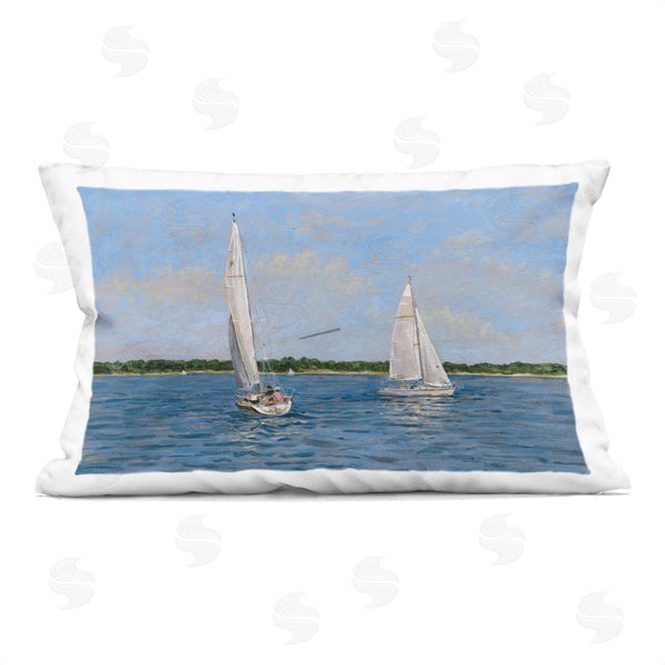 stupell industries Tim Coffey | Twin Summer Sailing Boats Printed Throw Pillow