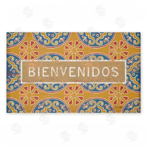 stupell industries Tim Coffey | Valencia Pattern Bienvenidos Non-Woven Door Mat