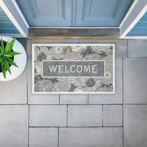 Stupell Industries Tim Coffey | Welcome On Detailed Blooms Non-Woven Door Mat