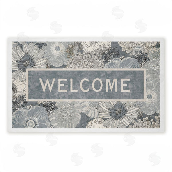 stupell industries Tim Coffey | Welcome on Detailed Blooms Non-Woven Door Mat