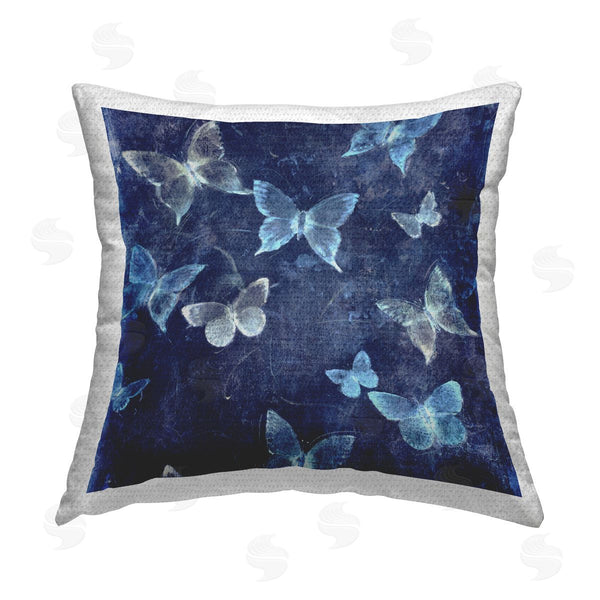 Stupell Industries Tim O'Toole | Abstract Blue Butterflies Pattern Printed Throw Pillow