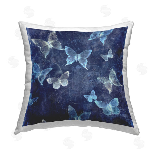 stupell industries Tim O'Toole | Abstract Blue Butterflies Pattern Printed Throw Pillow