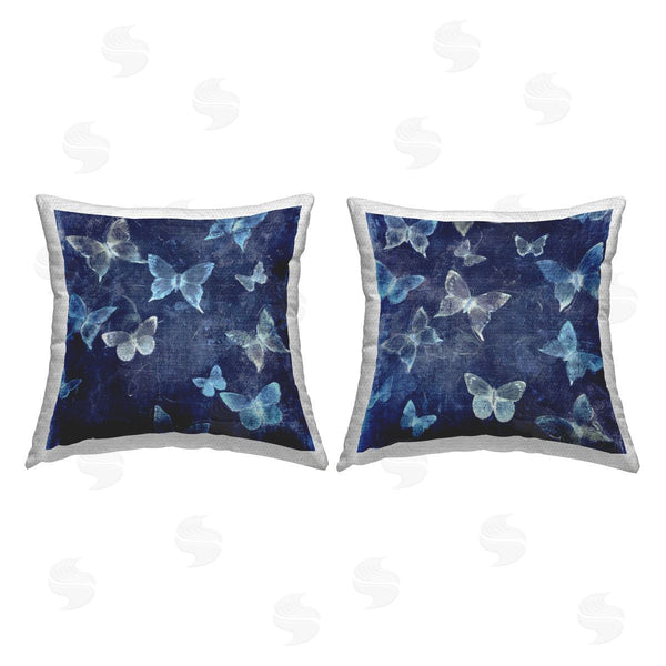 Stupell Industries Tim O'Toole | Abstract Modern Blue Butterflies Printed Throw Pillow Set