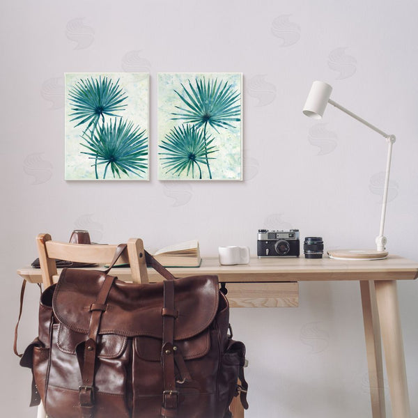 Stupell Industries Tim O'Toole | Abstract Palm Fans Blue Green Silhouettes Wall Art