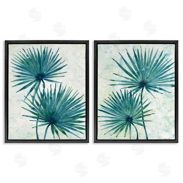 Stupell Industries Tim O'Toole | Abstract Palm Fans Blue Green Silhouettes Wall Art