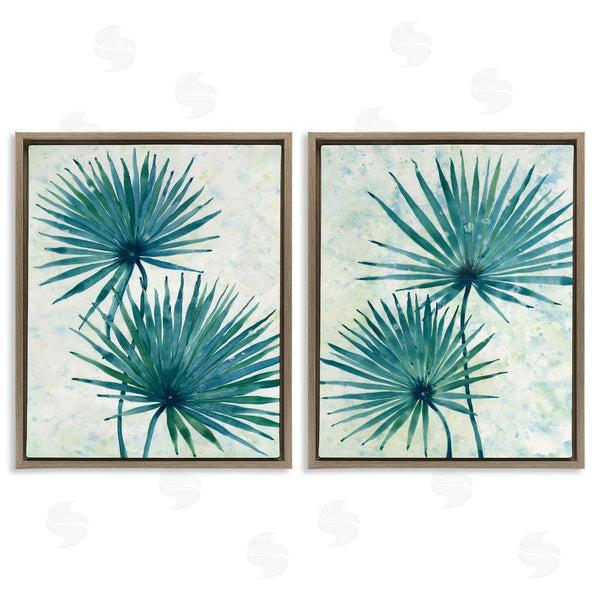 Stupell Industries Tim O'Toole | Abstract Palm Fans Blue Green Silhouettes Wall Art