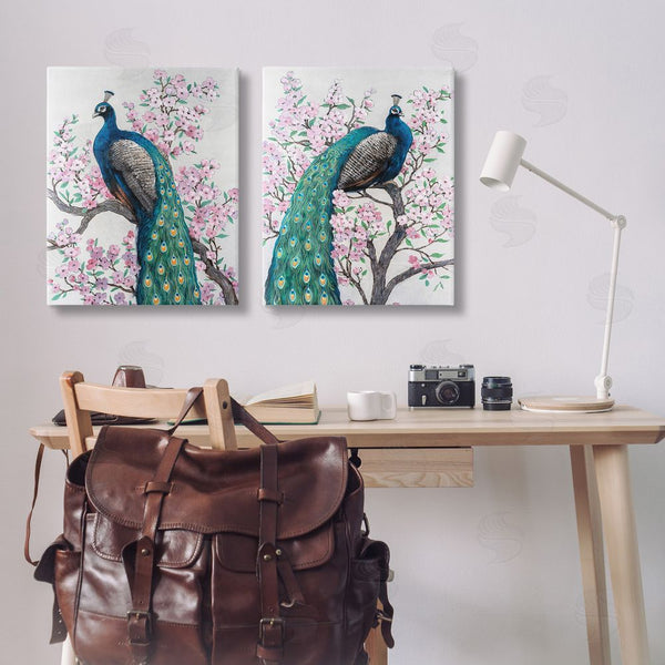 Stupell Industries Tim O'Toole | Floral Peacocks Perched Wall Art