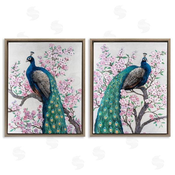 Stupell Industries Tim O'Toole | Floral Peacocks Perched Wall Art