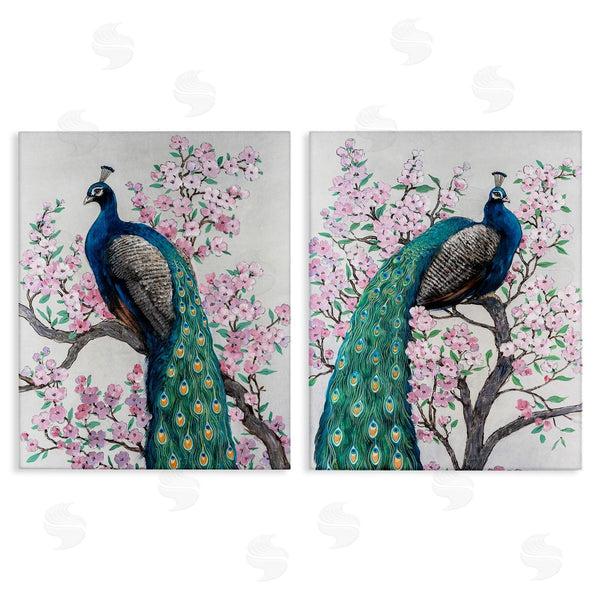 stupell industries Tim O'Toole | Floral Peacocks Perched Wall Art
