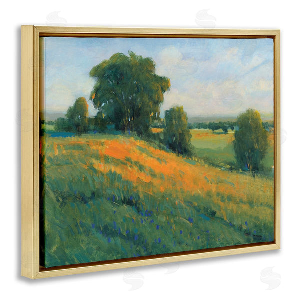 Stupell Industries Tim O'Toole | Green Rolling Hills Blue Poppy Fields Landscapes