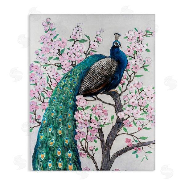 stupell industries Tim O'Toole | Peacock Perched on Florals Wall Art